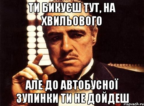 ти бикуєш тут, на хвильового але до автобусної зупинки ти не дойдеш, Мем крестный отец