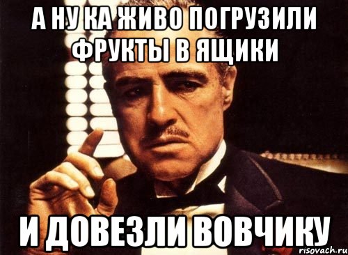 а ну ка живо погрузили фрукты в ящики и довезли вовчику, Мем крестный отец