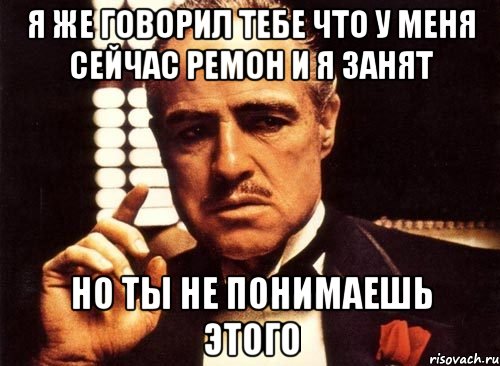 я же говорил тебе что у меня сейчас ремон и я занят но ты не понимаешь этого, Мем крестный отец