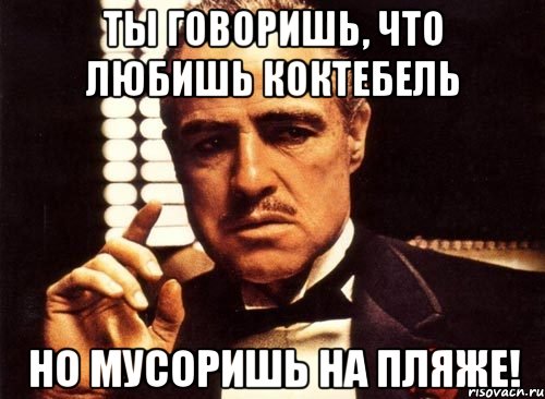 ты говоришь, что любишь коктебель но мусоришь на пляже!, Мем крестный отец