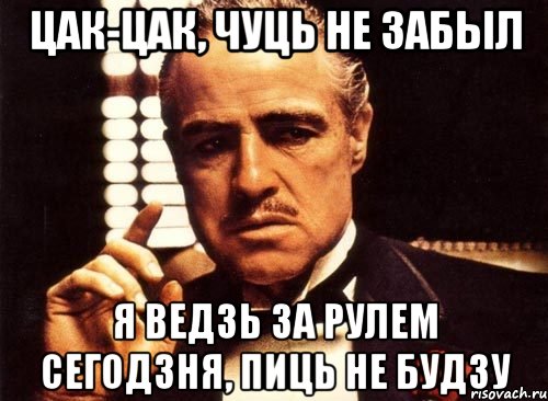 цак-цак, чуць не забыл я ведзь за рулем сегодзня, пиць не будзу, Мем крестный отец