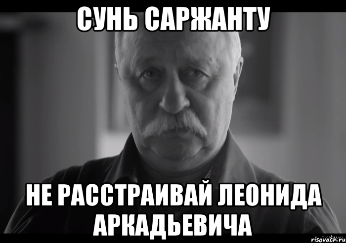 сунь саржанту не расстраивай леонида аркадьевича, Мем Не огорчай Леонида Аркадьевича