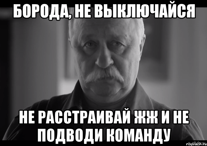 борода, не выключайся не расстраивай жж и не подводи команду, Мем Не огорчай Леонида Аркадьевича