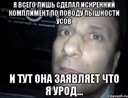 я всего лишь сделал искренний комплимент по поводу пышности усов и тут она заявляет что я урод..., Мем Ломай меня полностью