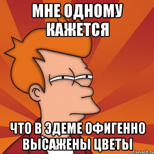 мне одному кажется что в эдеме офигенно высажены цветы, Мем Мне кажется или (Фрай Футурама)