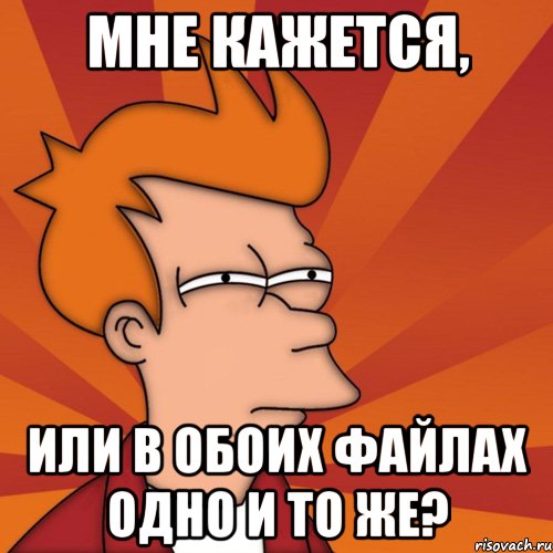 мне кажется, или в обоих файлах одно и то же?, Мем Мне кажется или (Фрай Футурама)