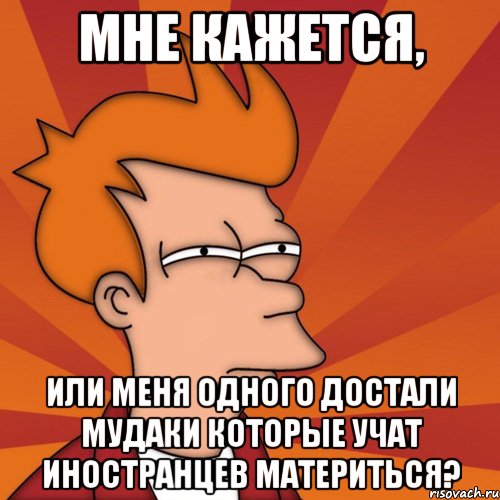 мне кажется, или меня одного достали мудаки которые учат иностранцев материться?, Мем Мне кажется или (Фрай Футурама)