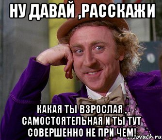 ну давай ,расскажи какая ты взрослая , самостоятельная и ты тут совершенно не при чем!, Мем мое лицо