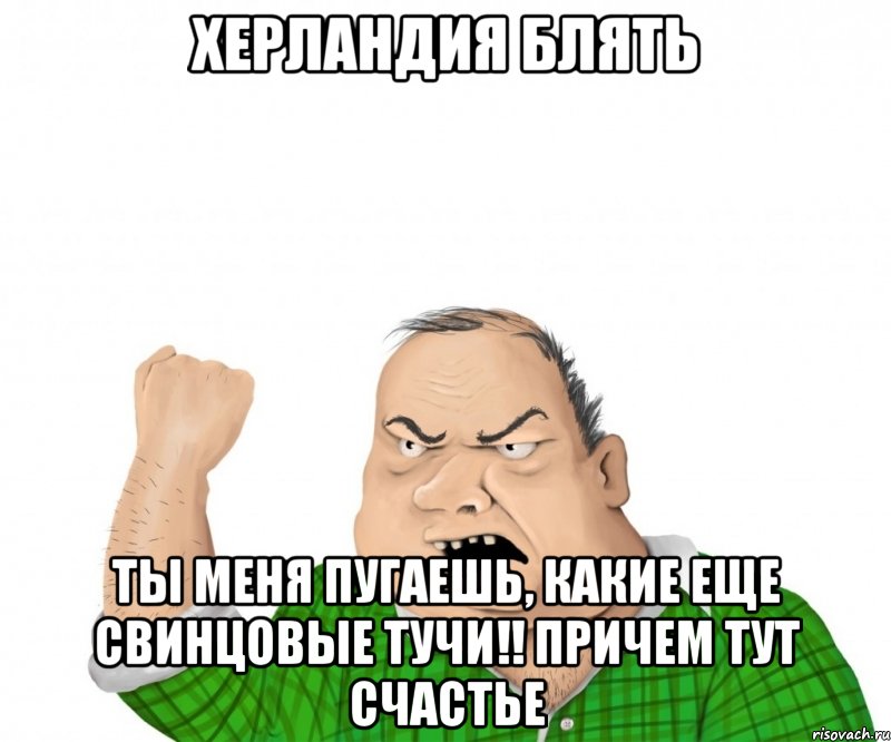 херландия блять ты меня пугаешь, какие еще свинцовые тучи!! причем тут счастье, Мем мужик