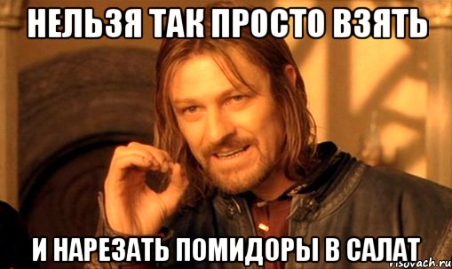 нельзя так просто взять и нарезать помидоры в салат, Мем Нельзя просто так взять и (Боромир мем)