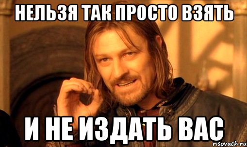 нельзя так просто взять и не издать вас, Мем Нельзя просто так взять и (Боромир мем)