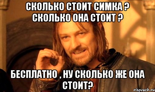 сколько стоит симка ? сколько она стоит ? бесплатно , ну сколько же она стоит?, Мем Нельзя просто так взять и (Боромир мем)