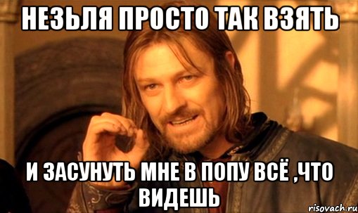 незьля просто так взять и засунуть мне в попу всё ,что видешь, Мем Нельзя просто так взять и (Боромир мем)