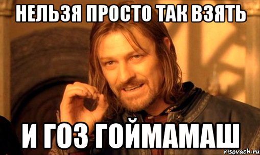 нельзя просто так взять и гоз гоймамаш, Мем Нельзя просто так взять и (Боромир мем)