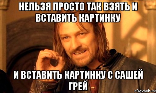 нельзя просто так взять и вставить картинку и вставить картинку с сашей грей, Мем Нельзя просто так взять и (Боромир мем)