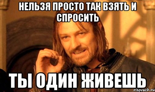 нельзя просто так взять и спросить ты один живешь, Мем Нельзя просто так взять и (Боромир мем)