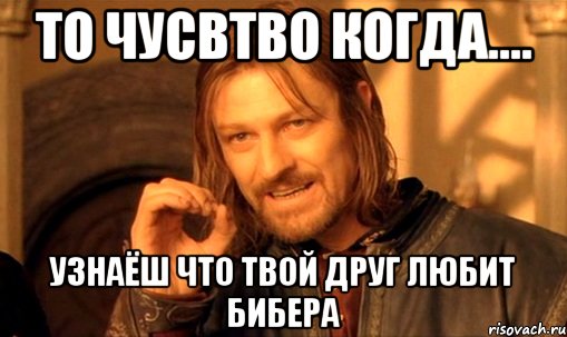 то чусвтво когда.... узнаёш что твой друг любит бибера, Мем Нельзя просто так взять и (Боромир мем)