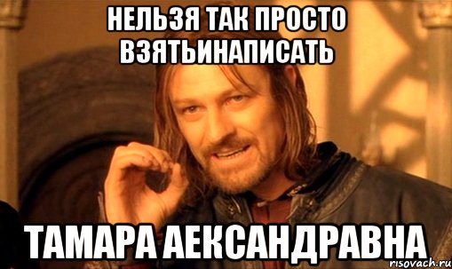 нельзя так просто взятьинаписать тамара аександравна, Мем Нельзя просто так взять и (Боромир мем)