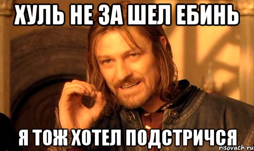 хуль не за шел ебинь я тож хотел подстричся, Мем Нельзя просто так взять и (Боромир мем)