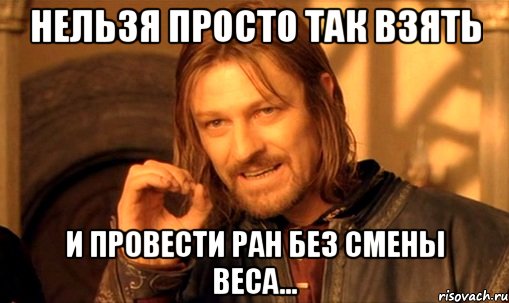 нельзя просто так взять и провести ран без смены веса..., Мем Нельзя просто так взять и (Боромир мем)