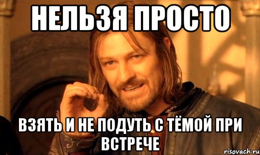 нельзя просто взять и не подуть с тёмой при встрече, Мем Нельзя просто так взять и (Боромир мем)