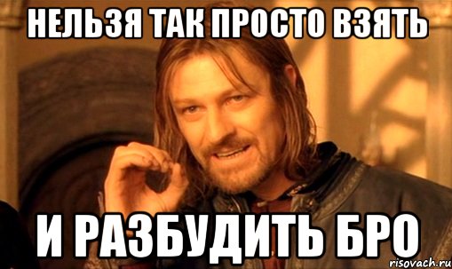 нельзя так просто взять и разбудить бро, Мем Нельзя просто так взять и (Боромир мем)