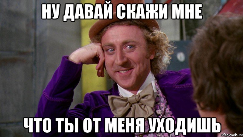 ну давай скажи мне что ты от меня уходишь, Мем Ну давай расскажи (Вилли Вонка)