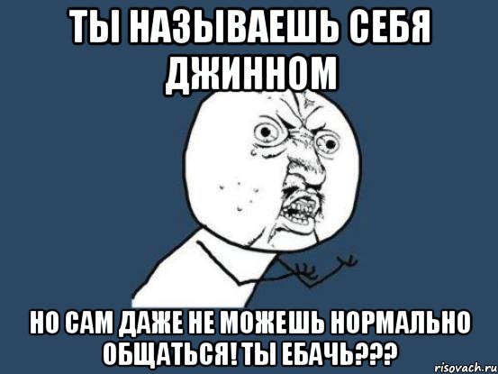 ты называешь себя джинном но сам даже не можешь нормально общаться! ты ебачь???, Мем Ну почему