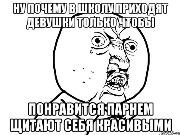 ну почему в школу приходят девушки только чтобы понравится парнем щитают себя красивыми, Мем Ну почему (белый фон)