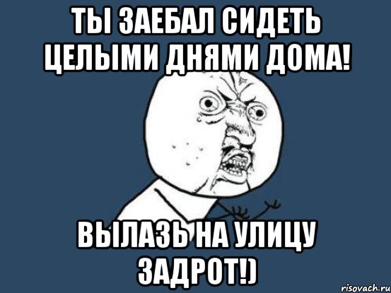 ты заебал сидеть целыми днями дома! вылазь на улицу задрот!), Мем Ну почему