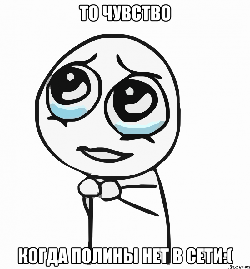 то чувство когда полины нет в сети:(, Мем  ну пожалуйста (please)