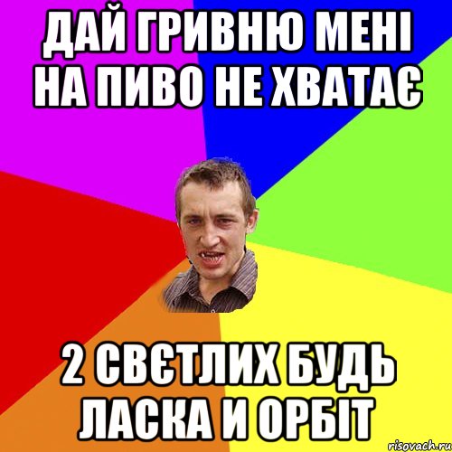 дай гривню мені на пиво не хватає 2 свєтлих будь ласка и орбіт, Мем Чоткий паца