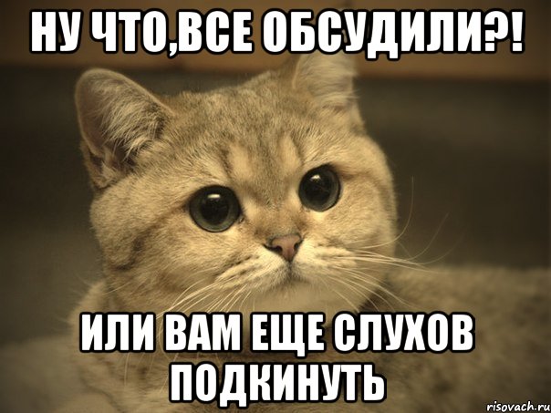 ну что,все обсудили?! или вам еще слухов подкинуть, Мем Пидрила ебаная котик