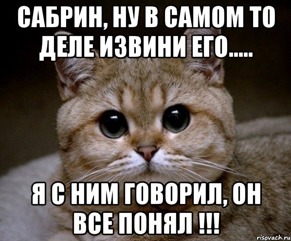 сабрин, ну в самом то деле извини его..... я с ним говорил, он все понял !!!, Мем Пидрила Ебаная