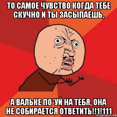 то самое чувство когда тебе скучно и ты засыпаешь, а вальке по*уй на тебя, она не собирается ответить!!1!111, Мем Почему