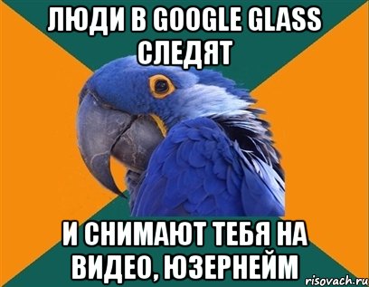 люди в google glass следят и снимают тебя на видео, юзернейм, Мем Попугай параноик