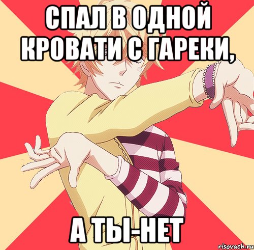 спал в одной кровати с гареки, а ты-нет, Мем пр