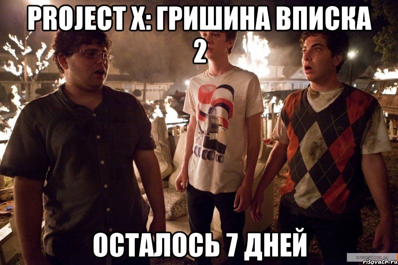 project x: гришина вписка 2 осталось 7 дней, Мем проект х