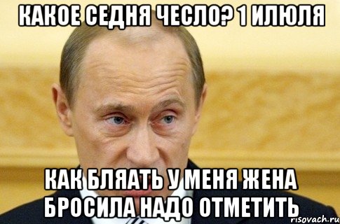 какое седня чесло? 1 илюля как бляать у меня жена бросила надо отметить, Мем путин