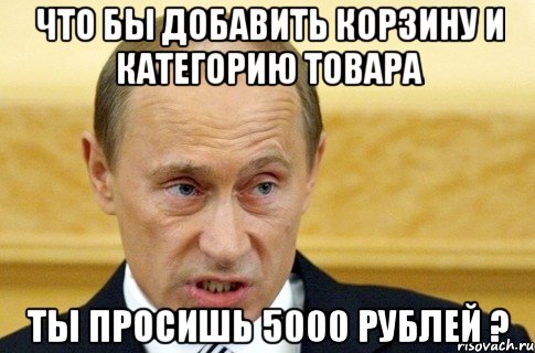 что бы добавить корзину и категорию товара ты просишь 5000 рублей ?, Мем путин