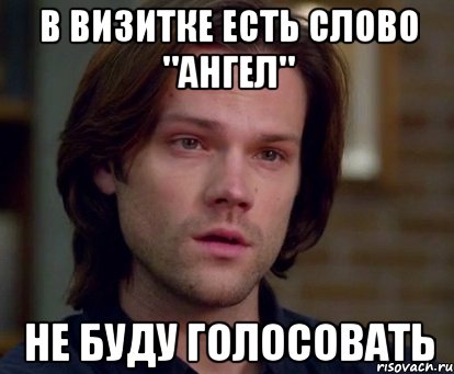 в визитке есть слово "ангел" не буду голосовать, Мем Сэмми