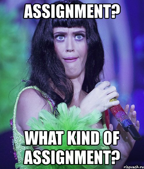 assignment? what kind of assignment?, Мем шоу ми ю пикак