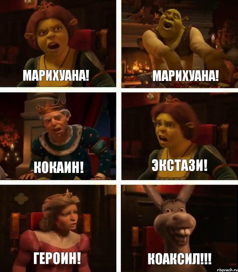 марихуана! кокаин! героин! марихуана! экстази! коаксил!!!, Комикс  Шрек Фиона Гарольд Осел