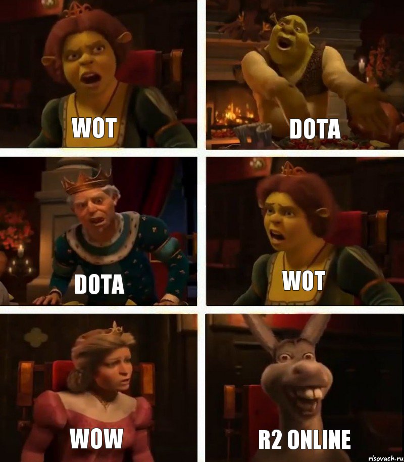 WoT Dota Wow Dota WoT R2 online, Комикс  Шрек Фиона Гарольд Осел