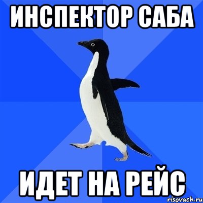 инспектор саба идет на рейс, Мем  Социально-неуклюжий пингвин