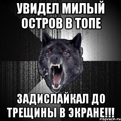 увидел милый остров в топе задислайкал до трещины в экране!!!, Мем Сумасшедший волк