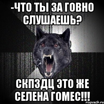 -что ты за говно слушаешь? скпздц это же селена гомес!!!, Мем Сумасшедший волк