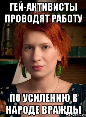 гей-активисты проводят работу по усилению в народе вражды, Мем ТГП