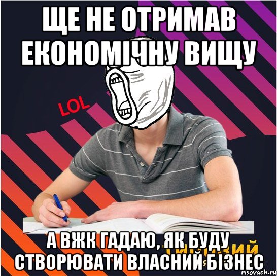 ще не отримав економічну вищу а вжк гадаю, як буду створювати власний бізнес, Мем Типовий одинадцятикласник