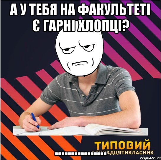 а у тебя на факультеті є гарні хлопці? ................, Мем Типовий одинадцятикласник